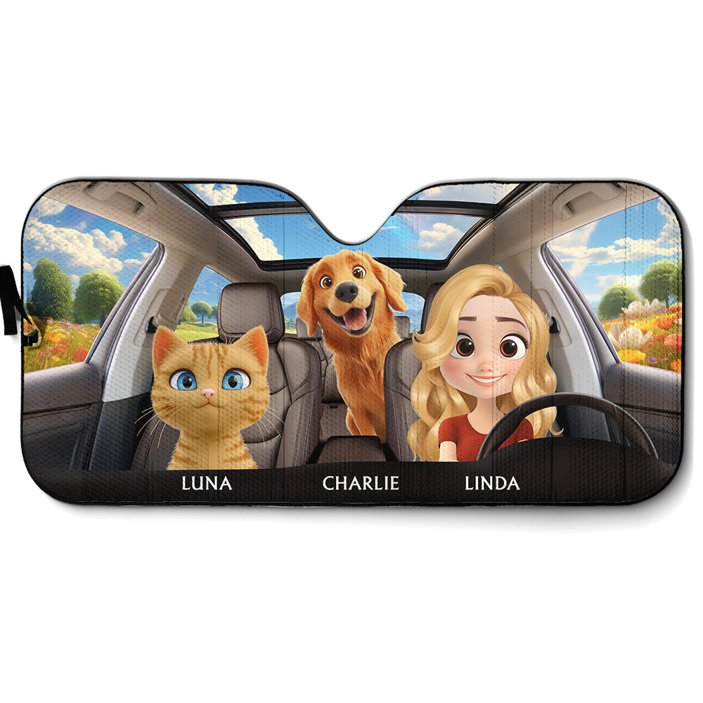 Custom Christmas Birthday Gifts Car Accessories for Pet Parents • Life Is Better With My Pets - Personalized Car Sunshade