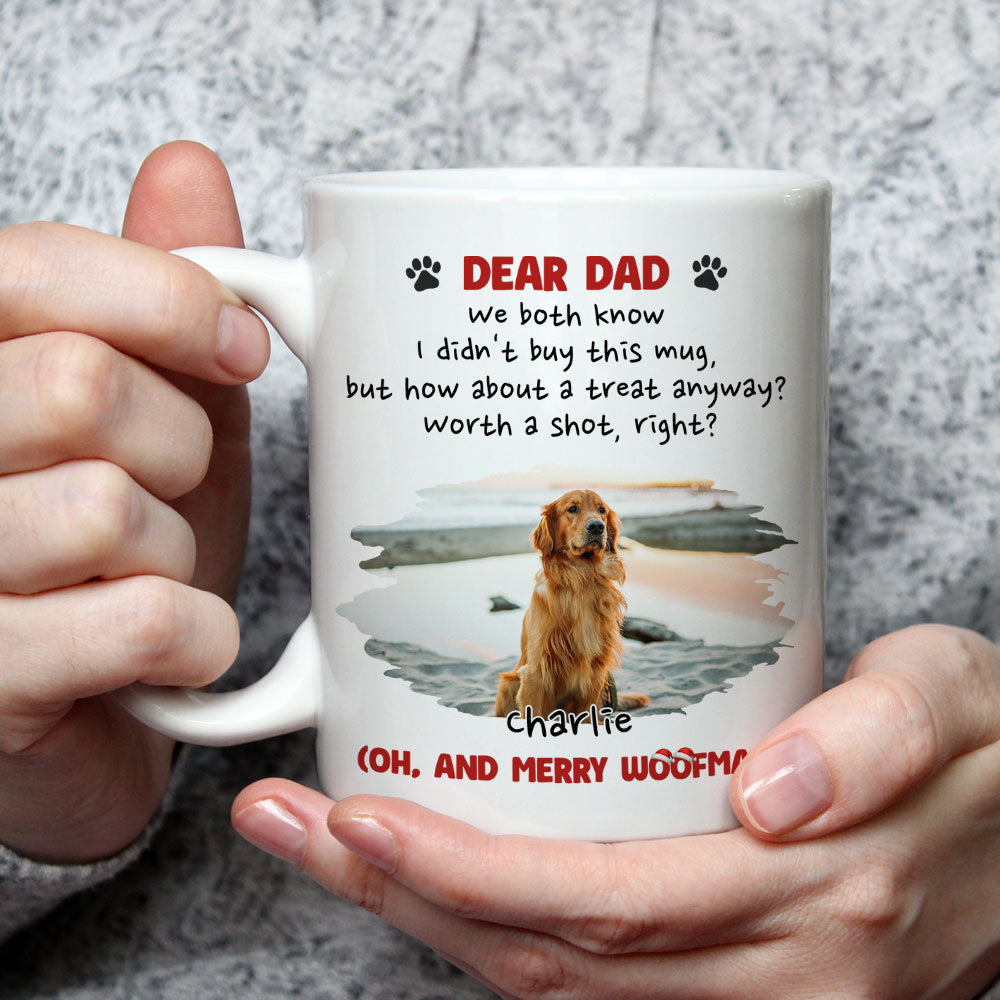 Custom Photo Christmas Birthday Gifts For Dog Dad, Dog Lovers • Worth A Shot Right Photo - Personalized Coffee Mug