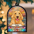 Custom Christmas Memorial Sympathy Gifts For Dogs, Cats • My Dog Always With Me - Personalized Suncatcher Ornament