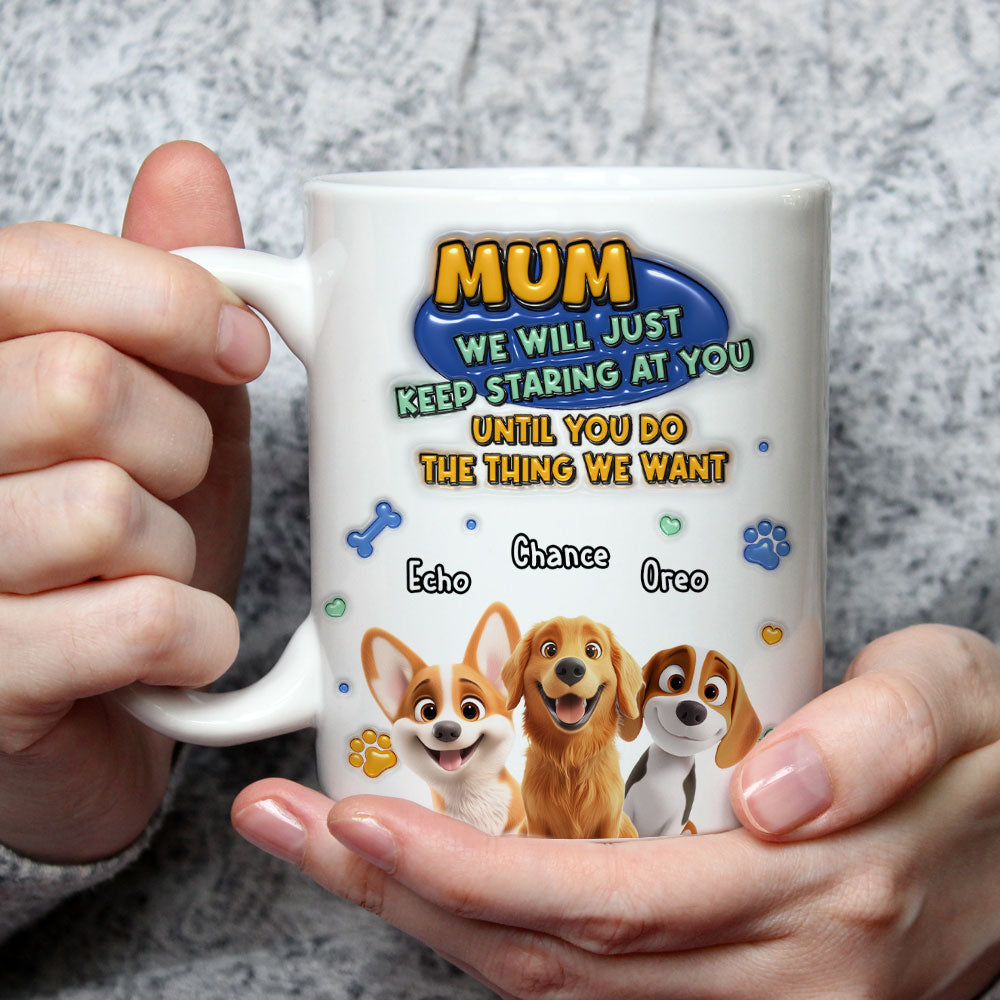 Custom Mother's Father's day Birthday Gifts For Dog Lovers • Staring At You - Personalized 3D Inflated Effect Mug