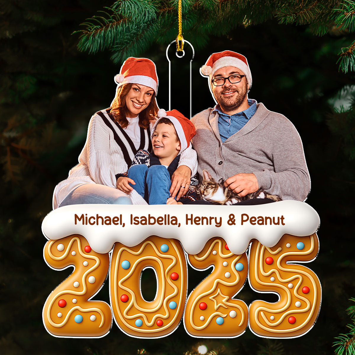 Custom Christmas Decor Home Birthday Gifts For Pet Lovers • Family Of The Year Photo - Personalized Acrylic Ornament