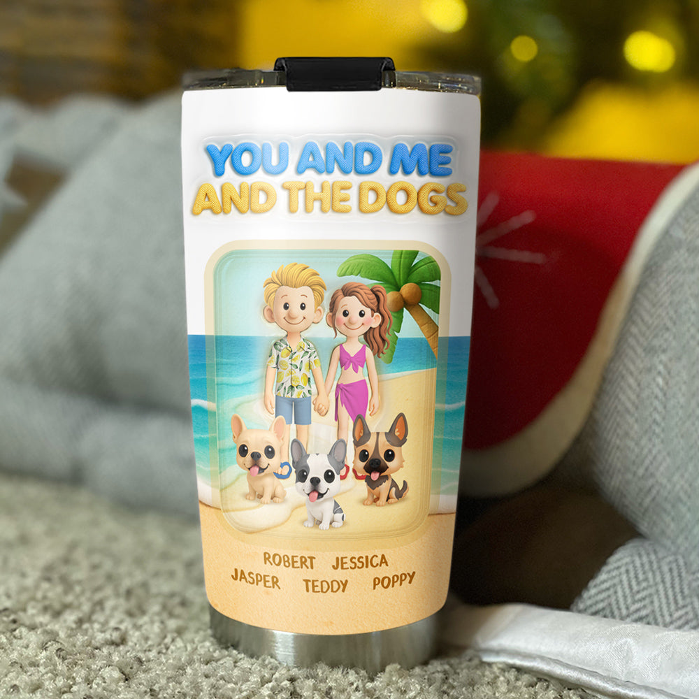 Custom Christmas Birthday Gifts For Dog Lovers • Just Us - Personalized 3D Inflated Effect Tumbler