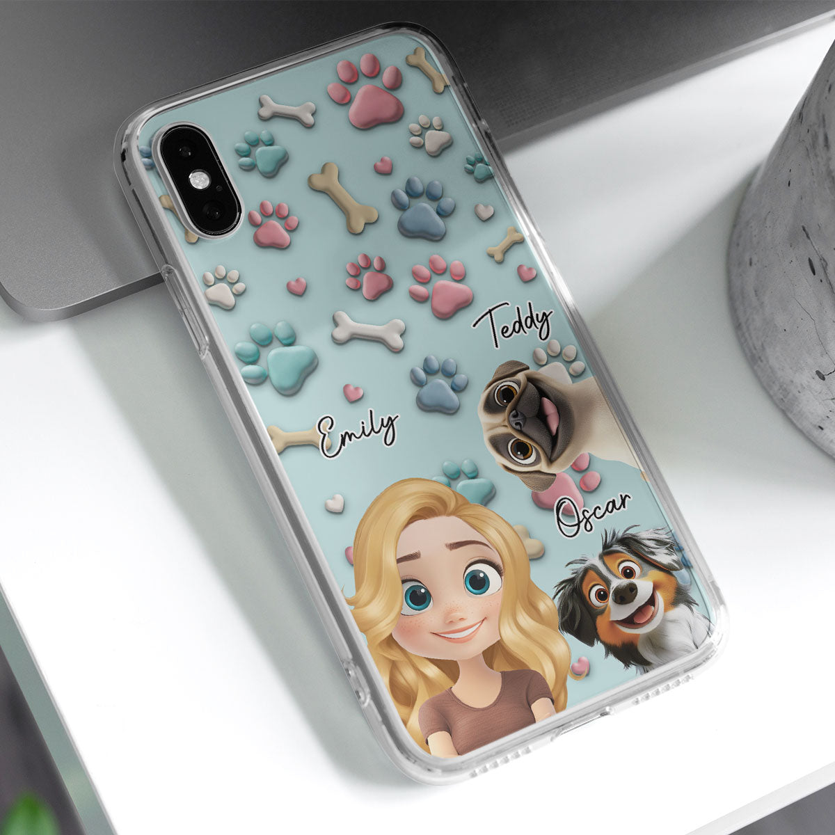 Dog And Human Cartoon Version 2 - Personalized Phone Case