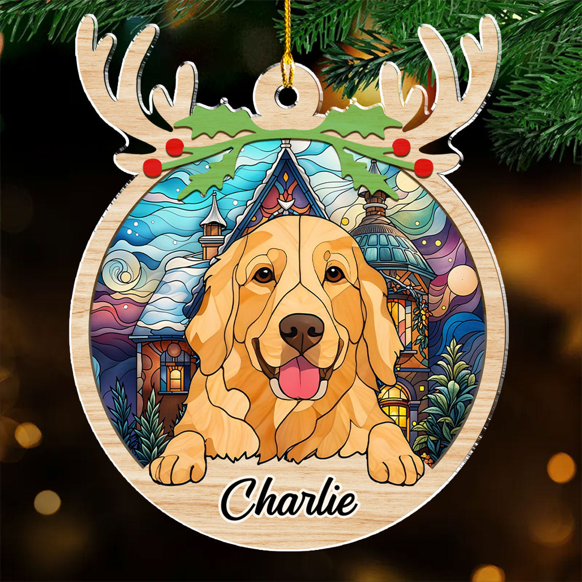 Custom Christmas Decor Home Birthday Gifts For Dog Lovers • Warm Christmas - Personalized Acrylic Ornament