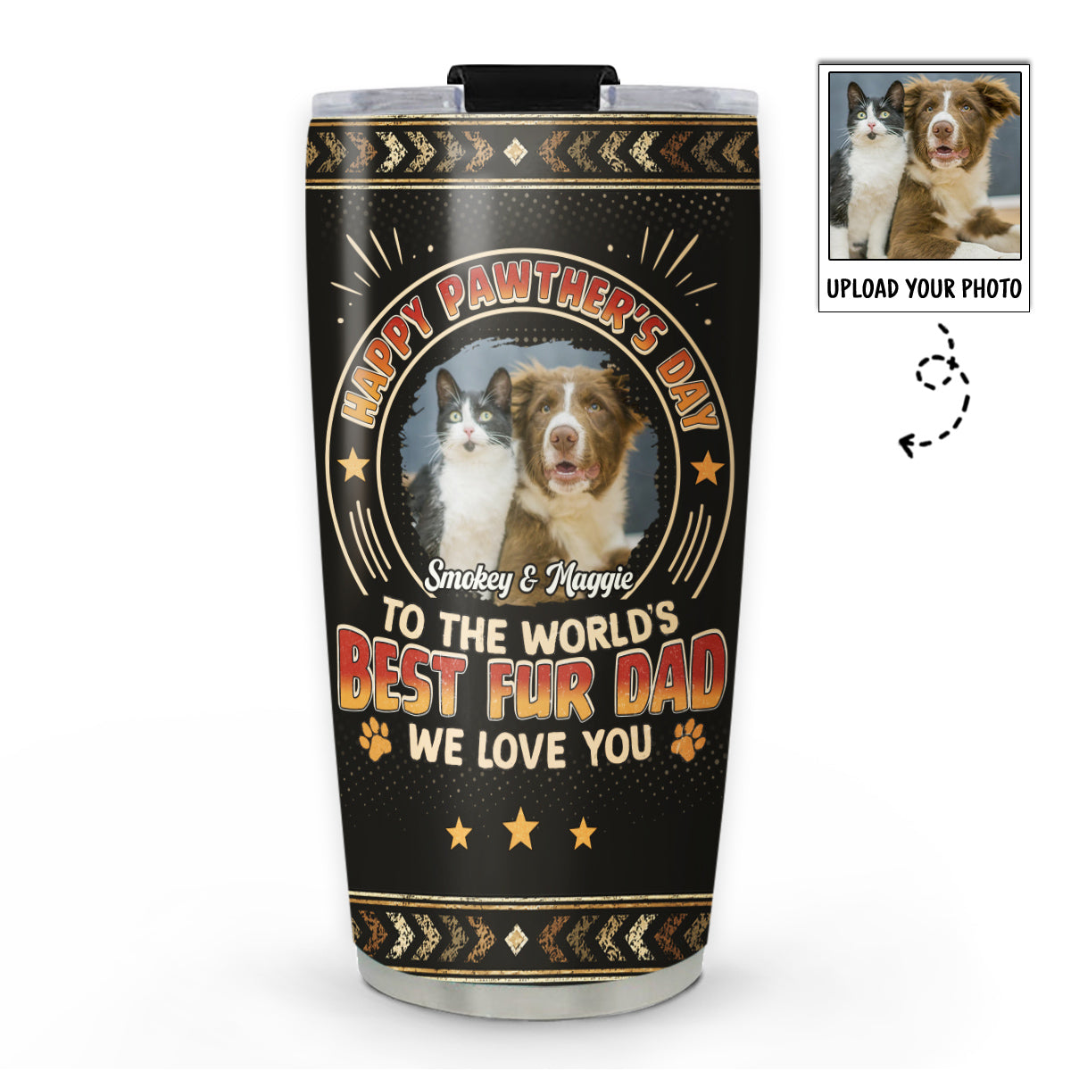 Pawther Day With Pet Dad Photo - Personalized Tumbler