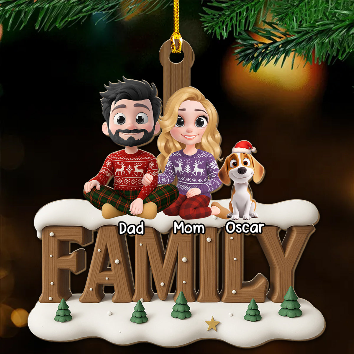 Custom Christmas Decor Home Birthday Gifts For Dog Lovers • Family Bond Now Onwards - Personalized 3D Effect Wood Ornament