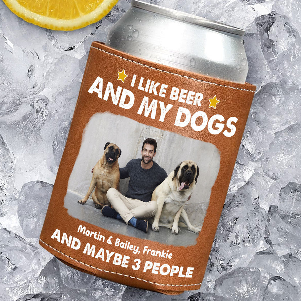 I Like Beer Photo - Personalized Leather Can Cooler Holder