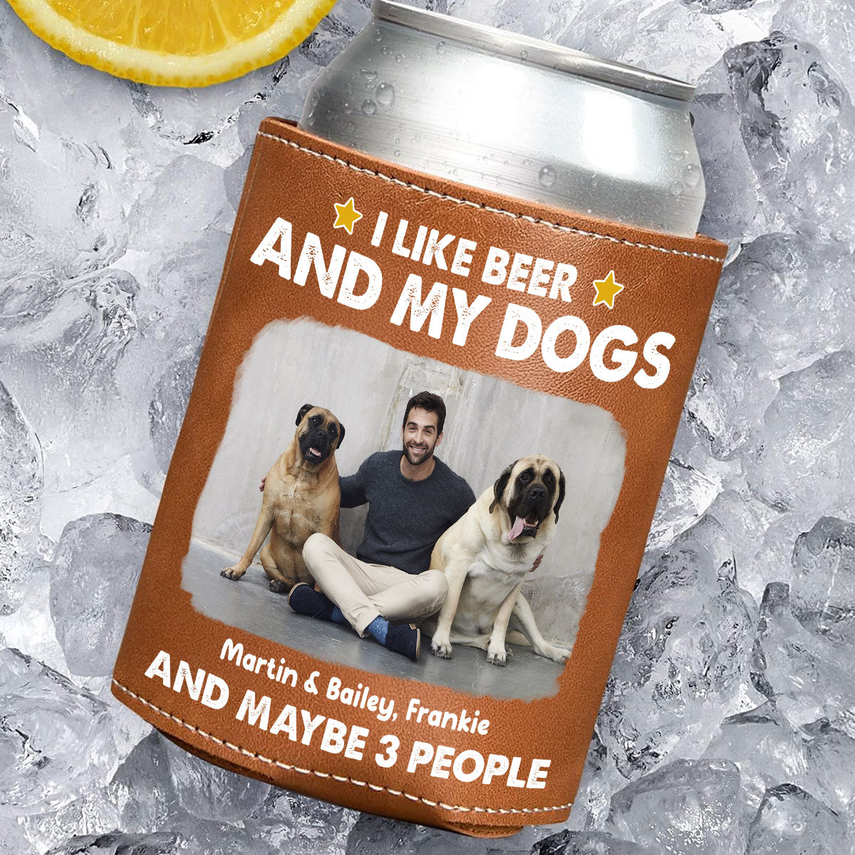 I Like Beer Photo - Personalized Leather Can Cooler Holder