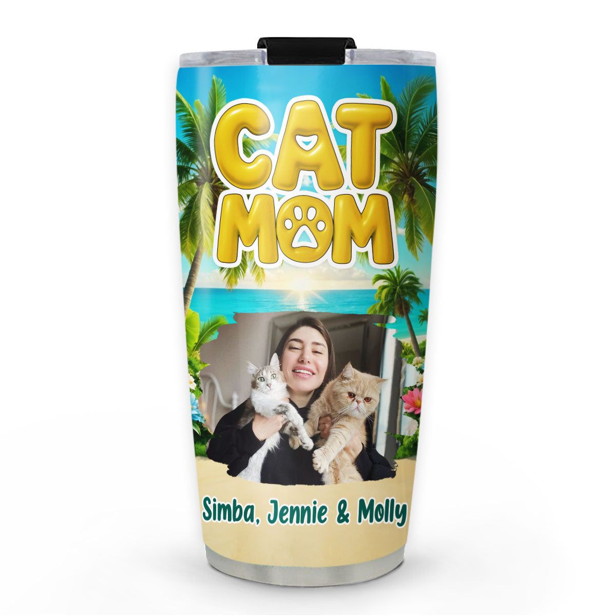 Custom Photo Christmas Birthday Gifts For Pet Mom, Pet Lovers • Cat Mom Summer Photo - Personalized Tumbler