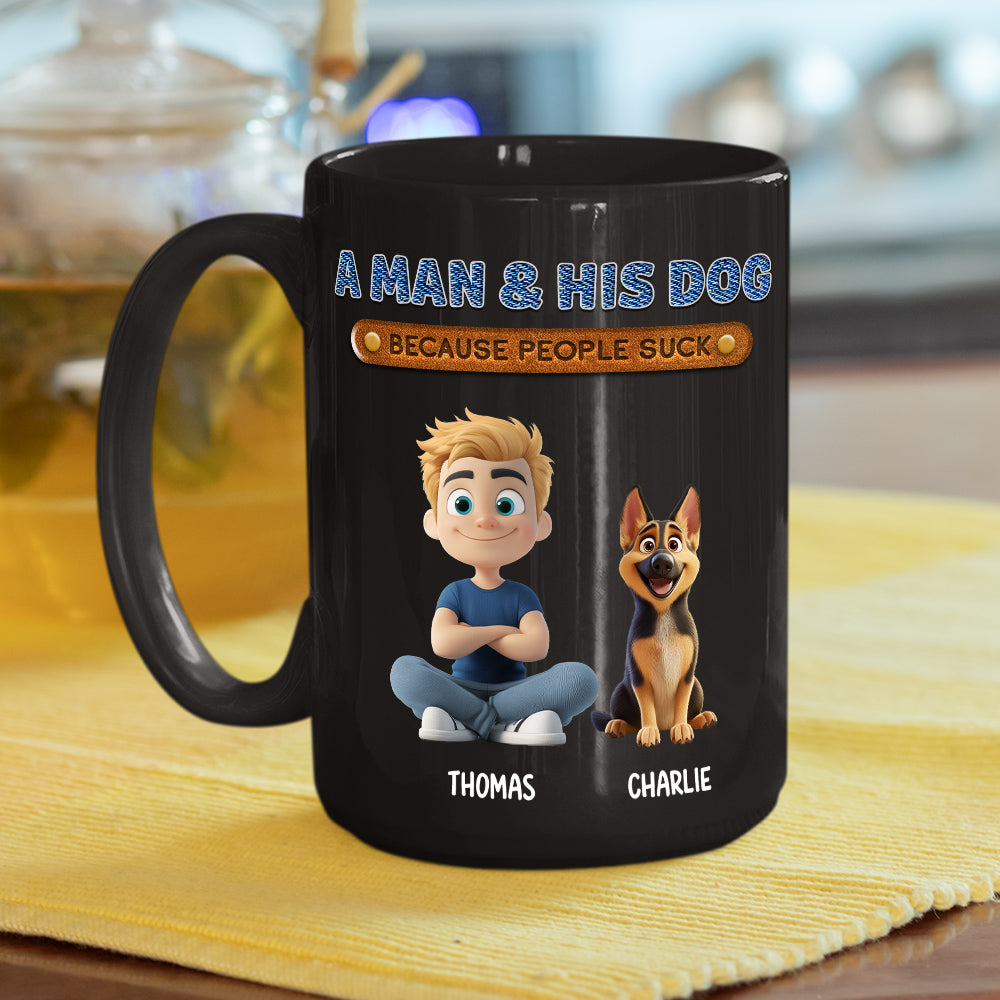 Custom Christmas Birthday Gifts For Dog Dad, Dog Lovers • A Gentleman And His Dog - Personalized Coffee Mug
