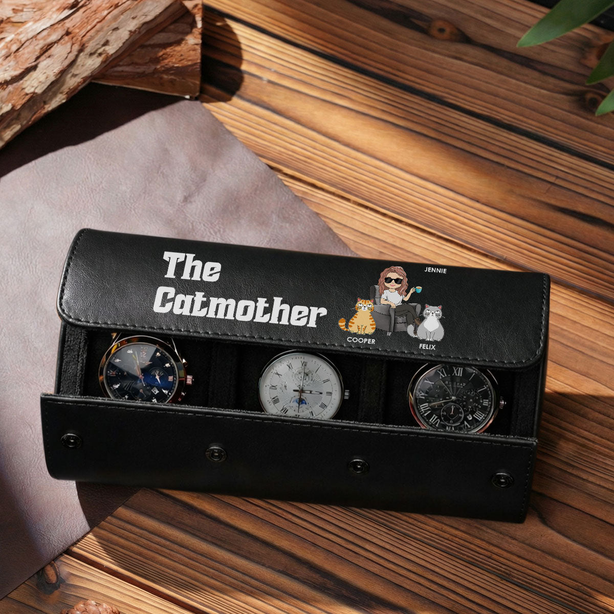The Catmother - Personalized Leather Watch Case