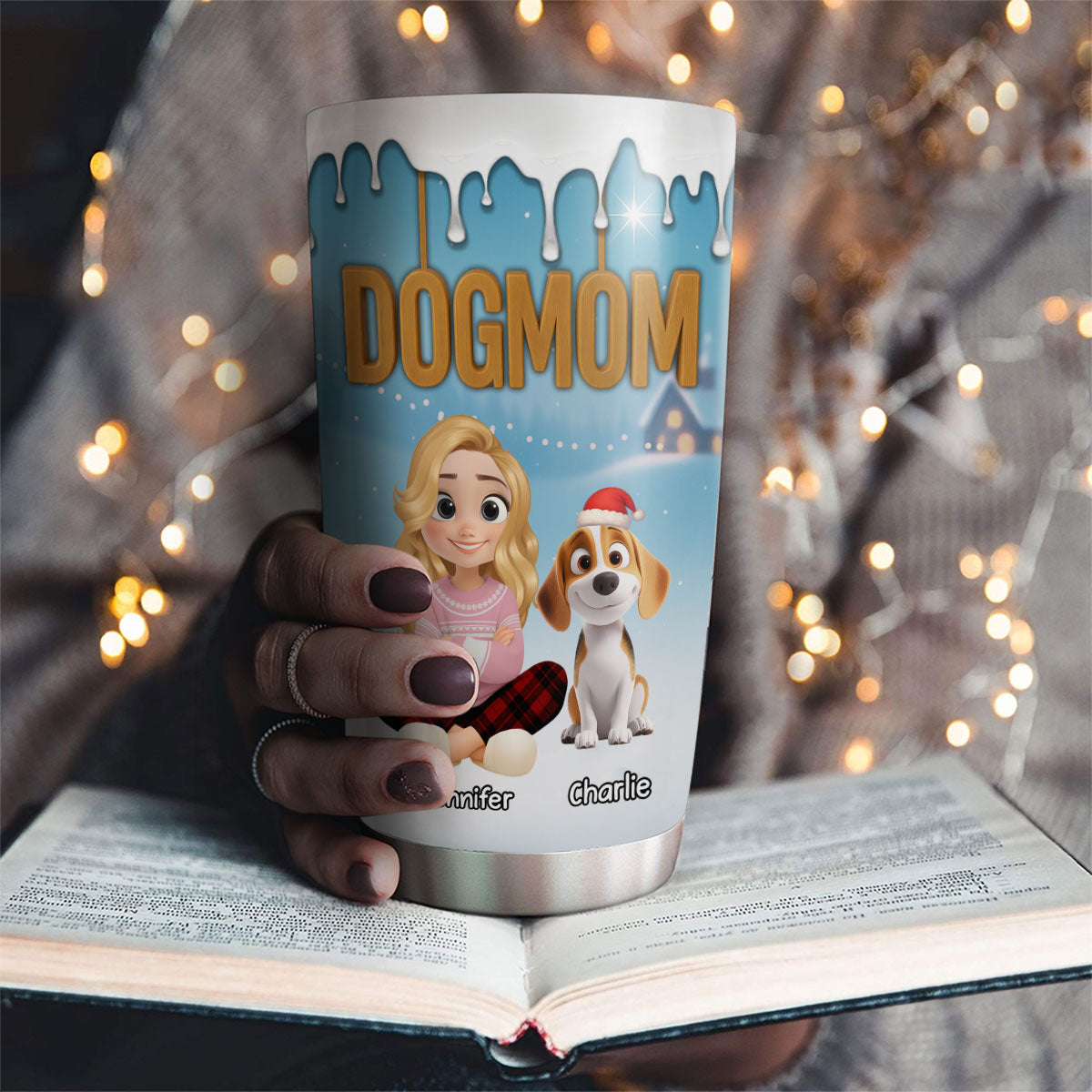 Custom Christmas Birthday Gifts For Dog Mom, Dog Lovers • Your Mom Now Onwards - Personalized 3D Inflated Effect Tumbler