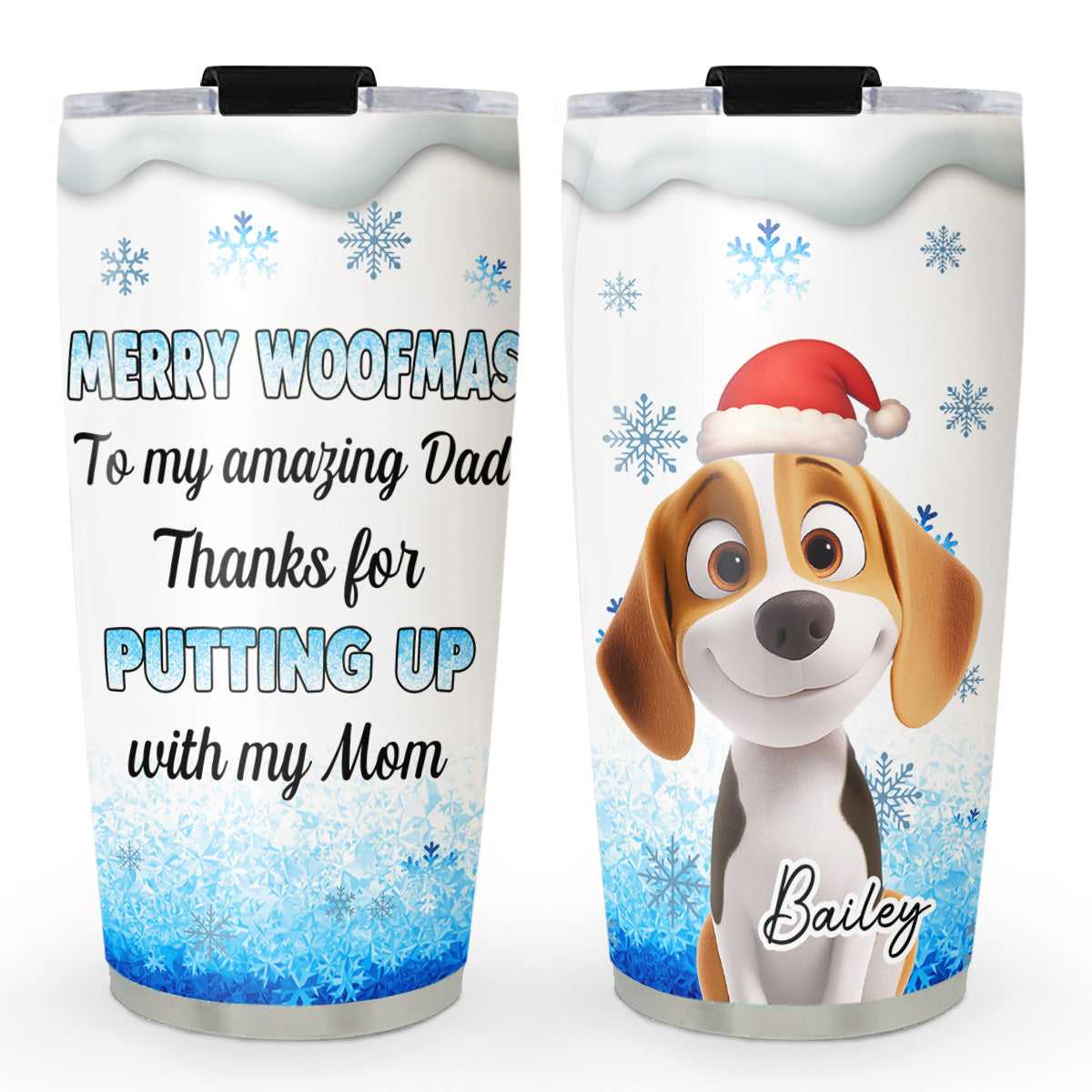 Custom Christmas Birthday Gifts For Dog Lovers • Happy Woofmas - Personalized Tumbler