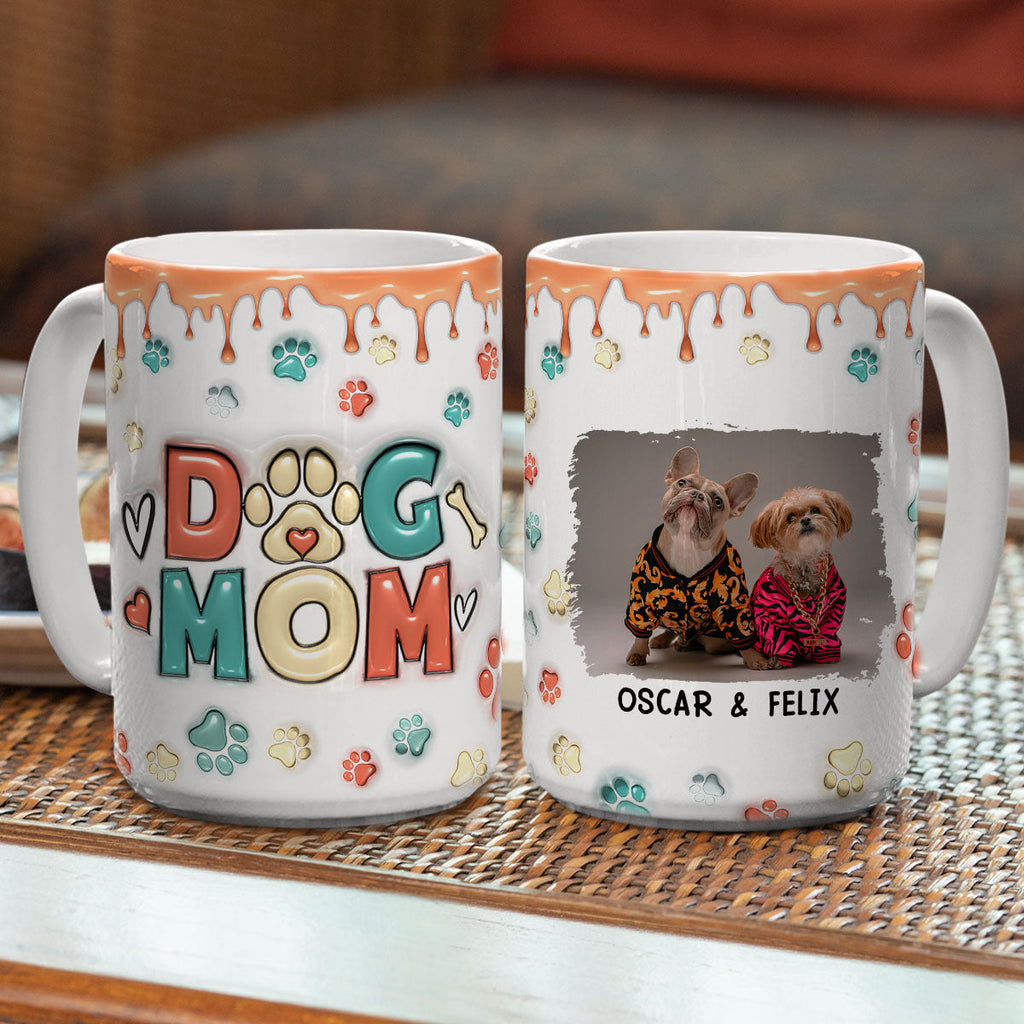 Custom Photo Mother's day Birthday Gifts For Dog Mom, Dog Lovers • Mom Of Dogs Version 2 Photo - Personalized 3D Inflated Effect Mug