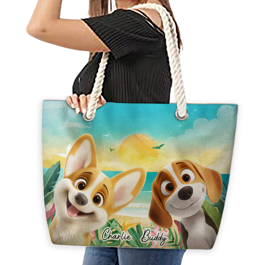 Dog At The Beach - Personalized Beach Bag