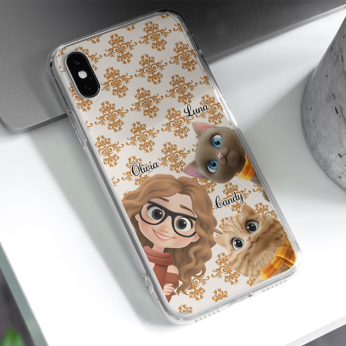 Pumskin Girl And Her Cat - Personalized Phone Case