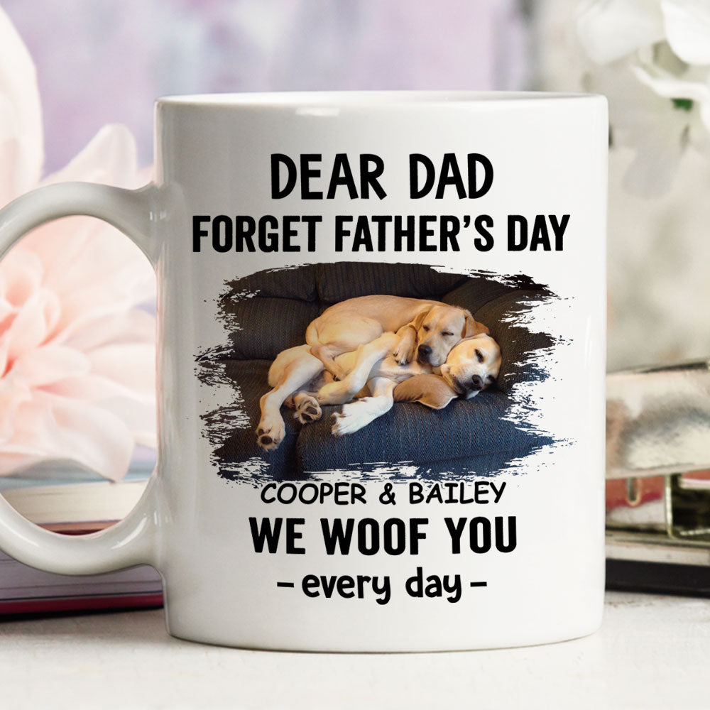 Custom Photo Father's day Birthday Gifts For Dog Dad, Dog Lovers • Dog Woof Best Dad Photo - Personalized Coffee Mug