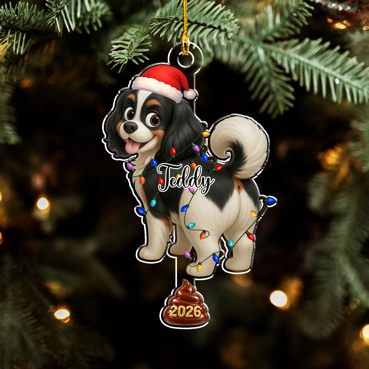 Custom Christmas Decor Home Birthday Gifts For Dog Mom, Dog Lovers • Funny Pooping Pooches Dog - Personalized Acrylic Ornament