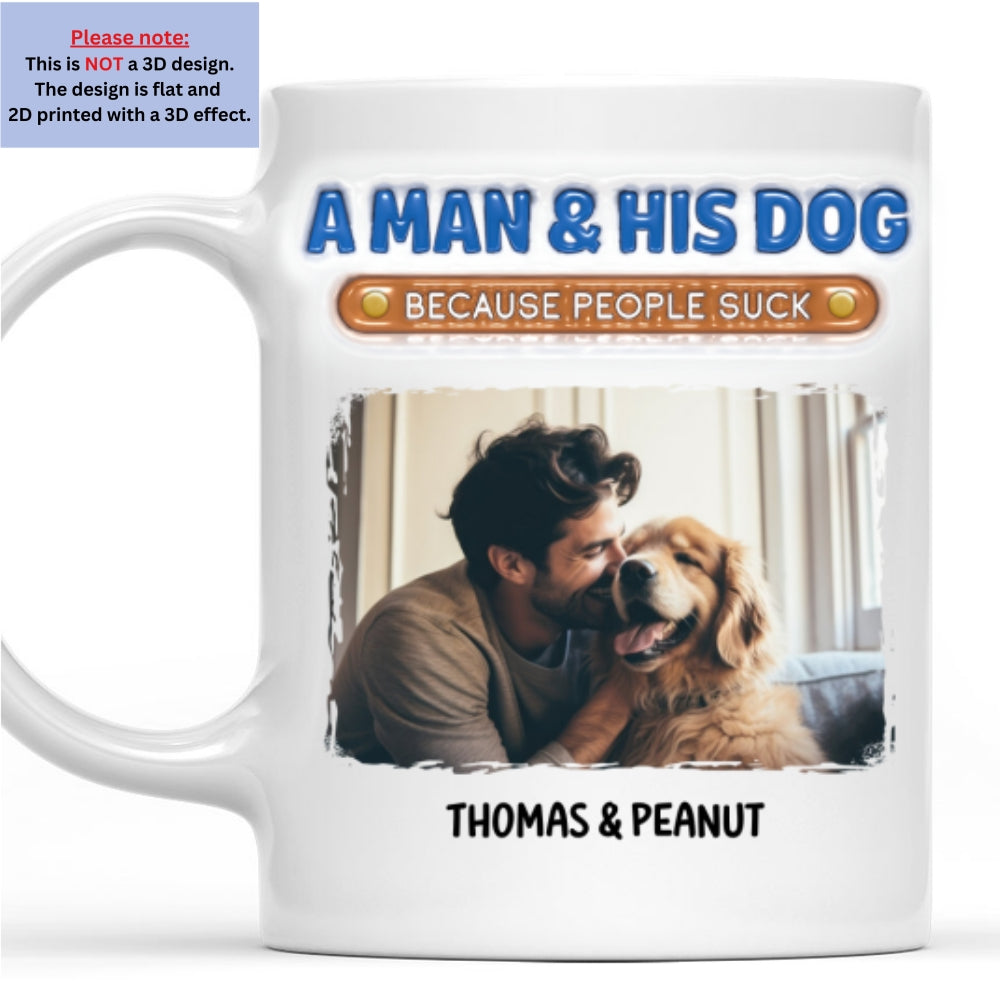 Custom Photo Christmas Birthday Gifts For Dog Dad, Dog Lovers • A Gentleman And His Dog Photo - Personalized 3D Inflated Effect Mug