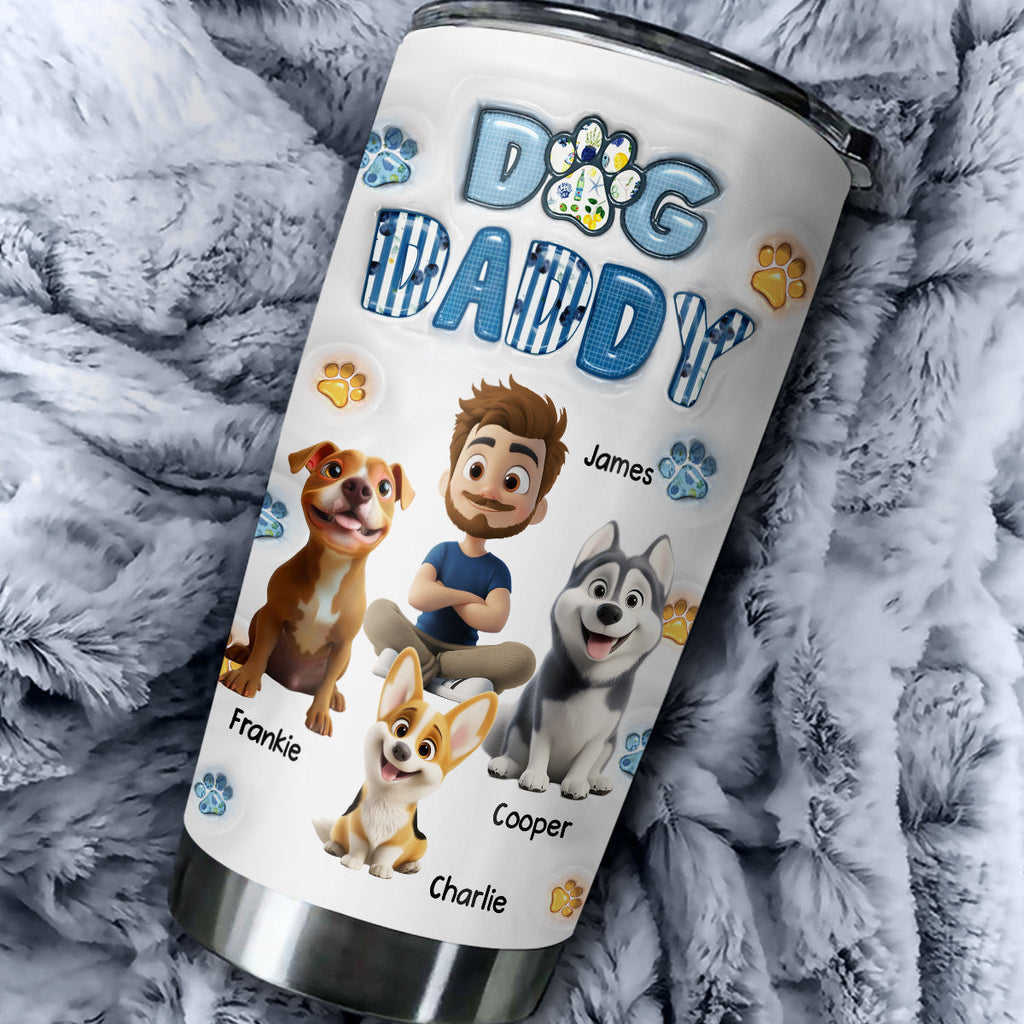 Custom Christmas Birthday Gifts For Dog Dad, Dog Lovers • My Baby On Top Of All Version 2 - Personalized 3D Inflated Effect Tumbler