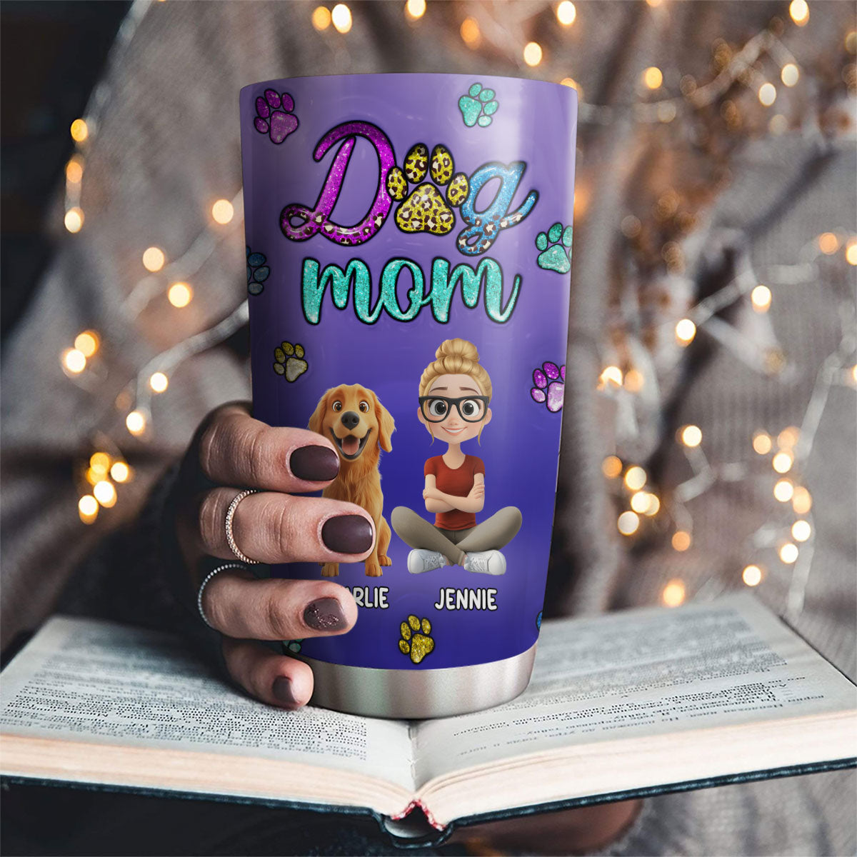 Custom Mother's day Birthday Gifts For Pet Mom, Pet Lovers • Born To Be Professional Dog Mom - Personalized 3D Inflated Effect Tumbler