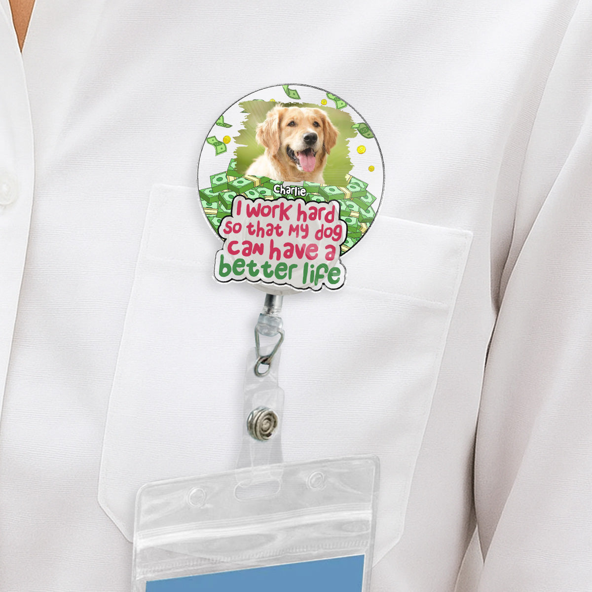 Custom Photo ID Holder, Graduation Christmas Birthday Gifts for Dog Lovers • Better Life Photo - Personalized Acrylic Badge Reel