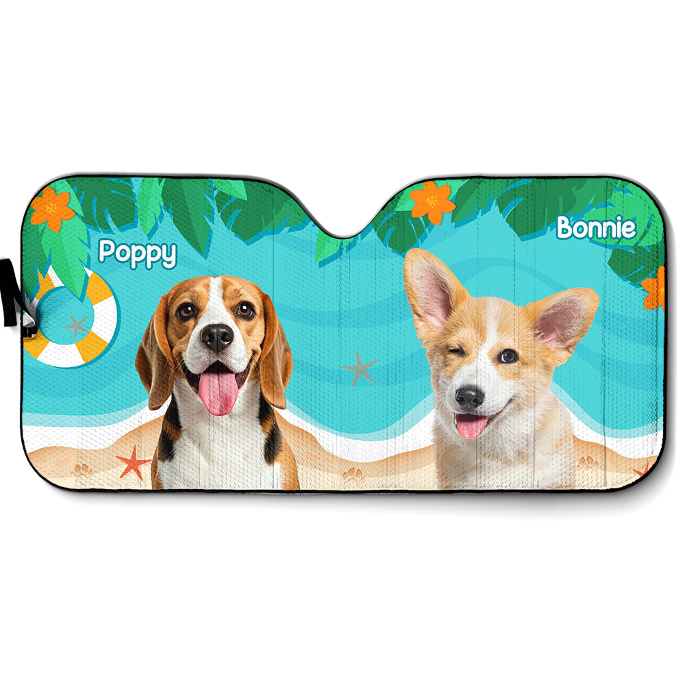 Custom Christmas Birthday Gifts Car Accessories for Dog Parents • Dog Hello Summer Photo - Personalized Car Sunshade
