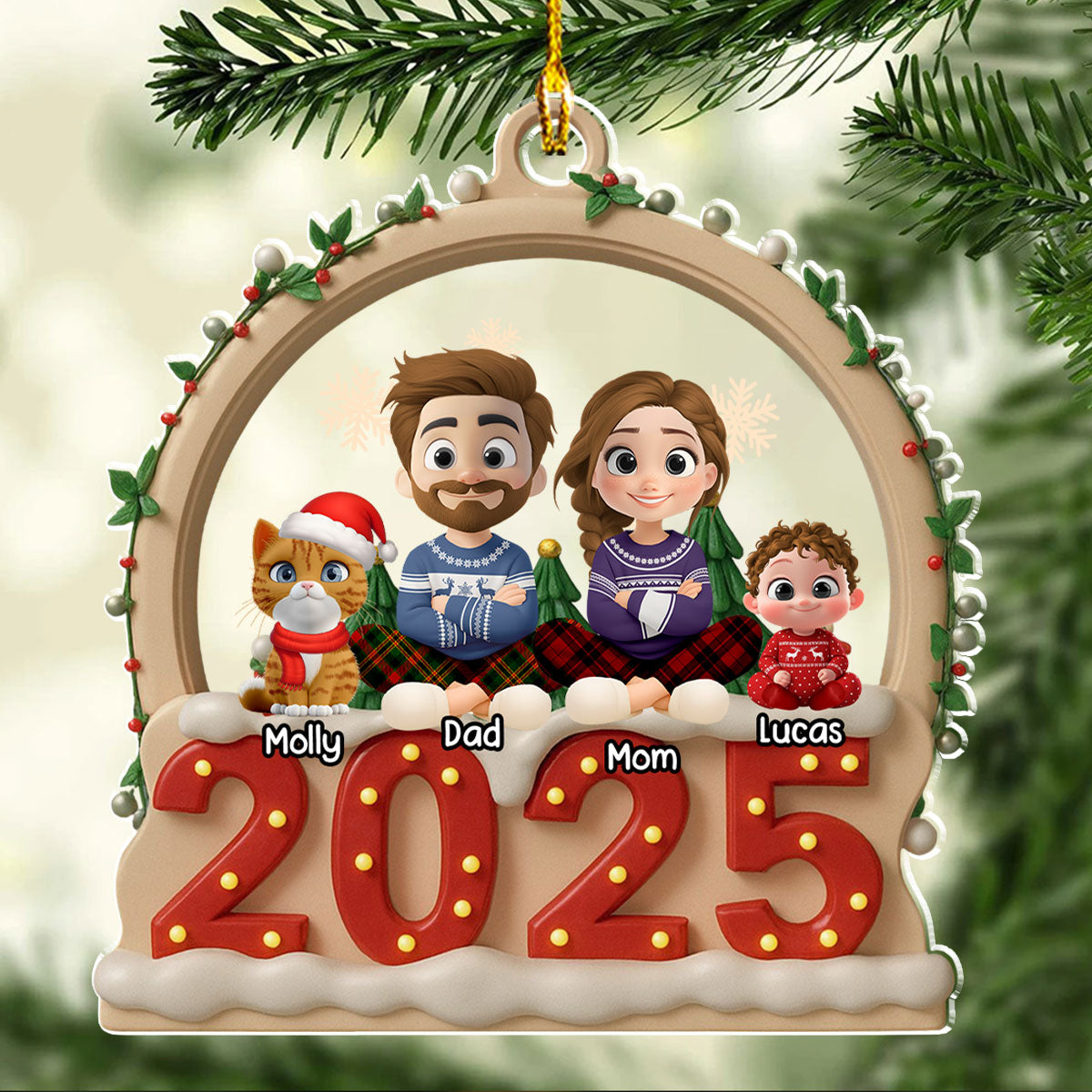 Our Christmas Together With Fur Babies - Personalized Acrylic Ornament