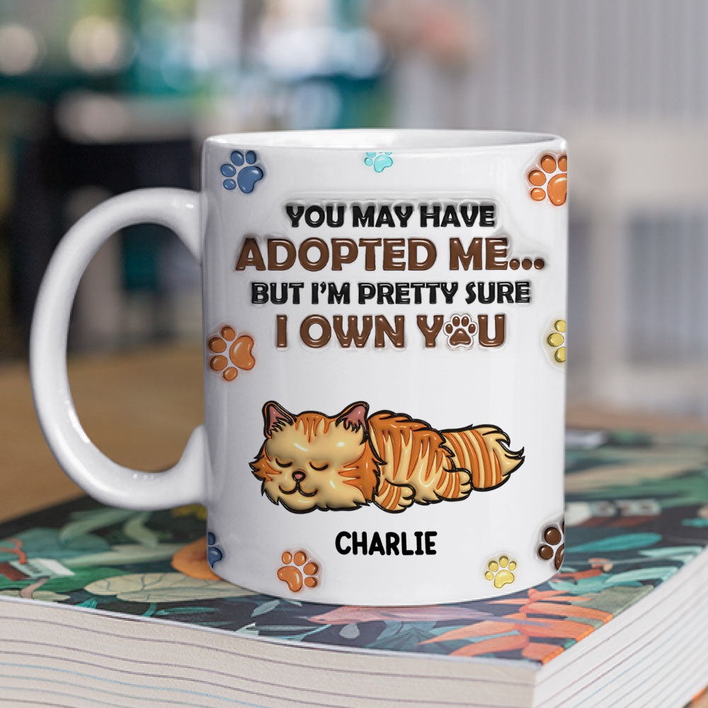 Custom Mother's day Birthday Gifts For Cat Mom, Cat Lovers • We Sure We Own You - Personalized 3D Inflated Effect Mug