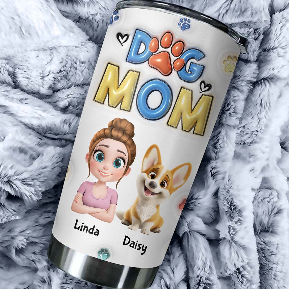 Custom Christmas Birthday Gifts For Dog Lovers • Thank You My Dog Mom Dad - Personalized 3D Inflated Effect Tumbler