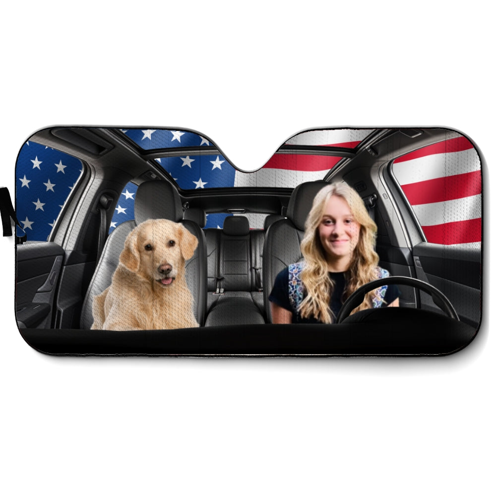 Custom Christmas Birthday Gifts Car Accessories for Dog Parents • American Dog Photo - Personalized Car Sunshade