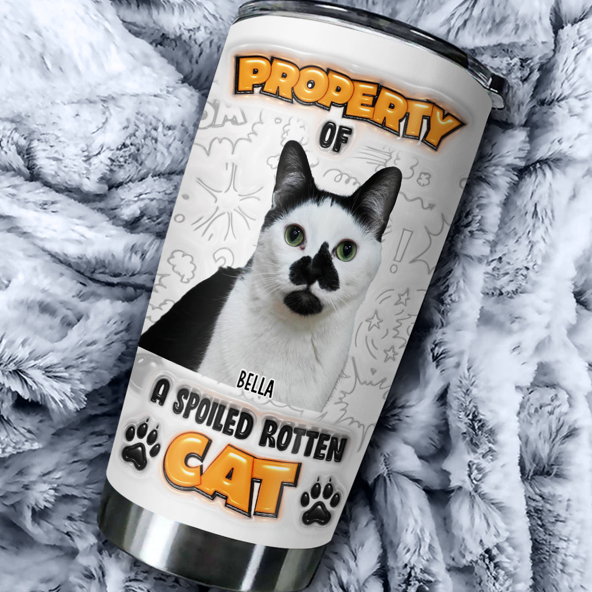 Custom Photo Christmas Birthday Gifts For Dog Lovers • Property Of Chunky Cat Photo - Personalized 3D Inflated Effect Tumbler