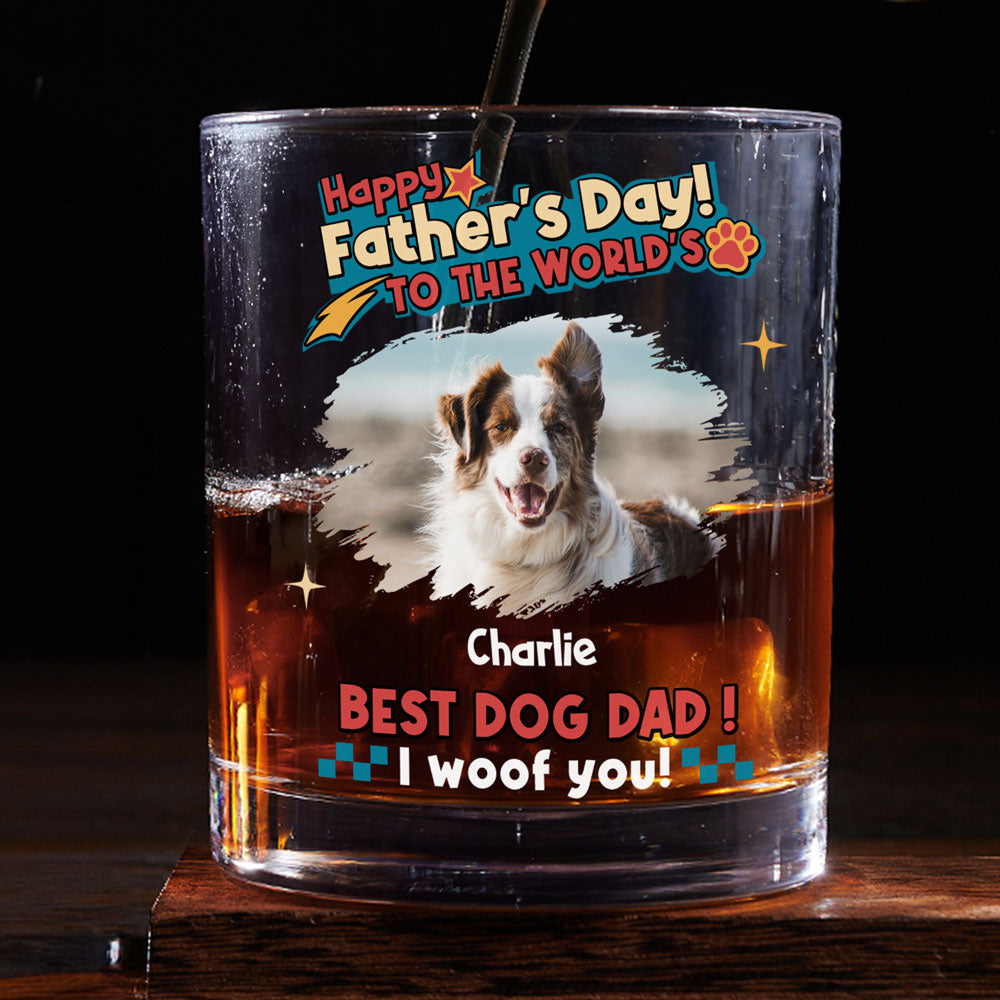 Dog Dad Forever Photo - Personalized Whiskey Glass