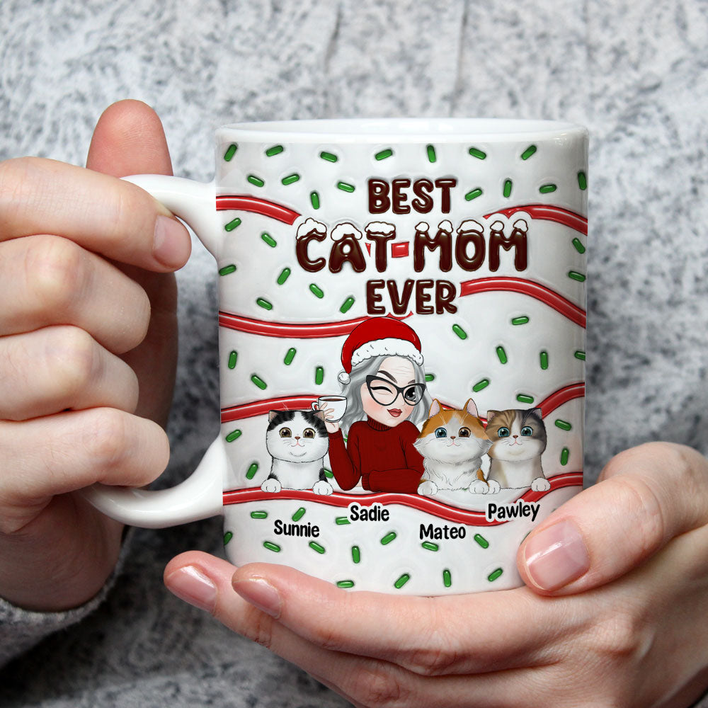 Custom Mother's day Birthday Gifts For Cat Mom, Cat Lovers • Best Cat Mom Cake - Personalized 3D Inflated Effect Mug