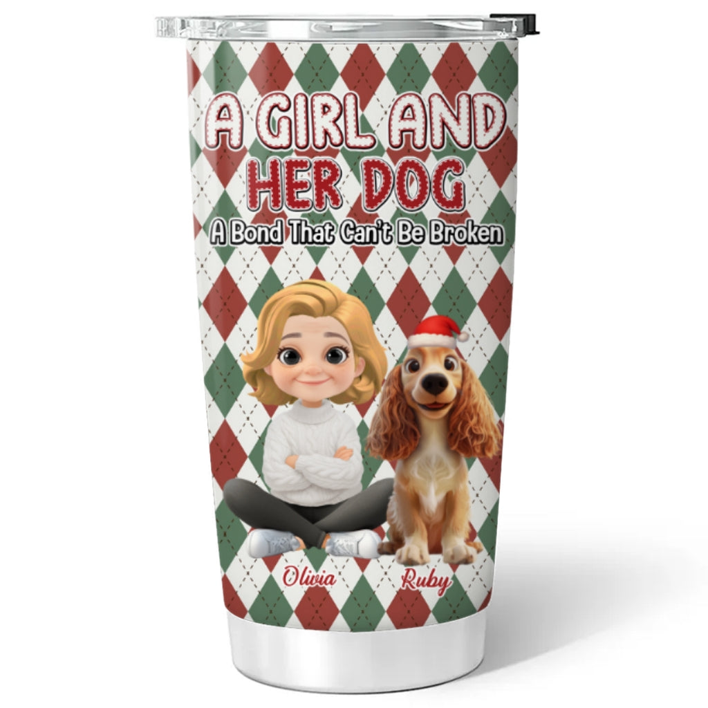 Custom Christmas Birthday Gifts For Dog Mom, Dog Lovers • Girl Loves Dog Square - Personalized Tumbler