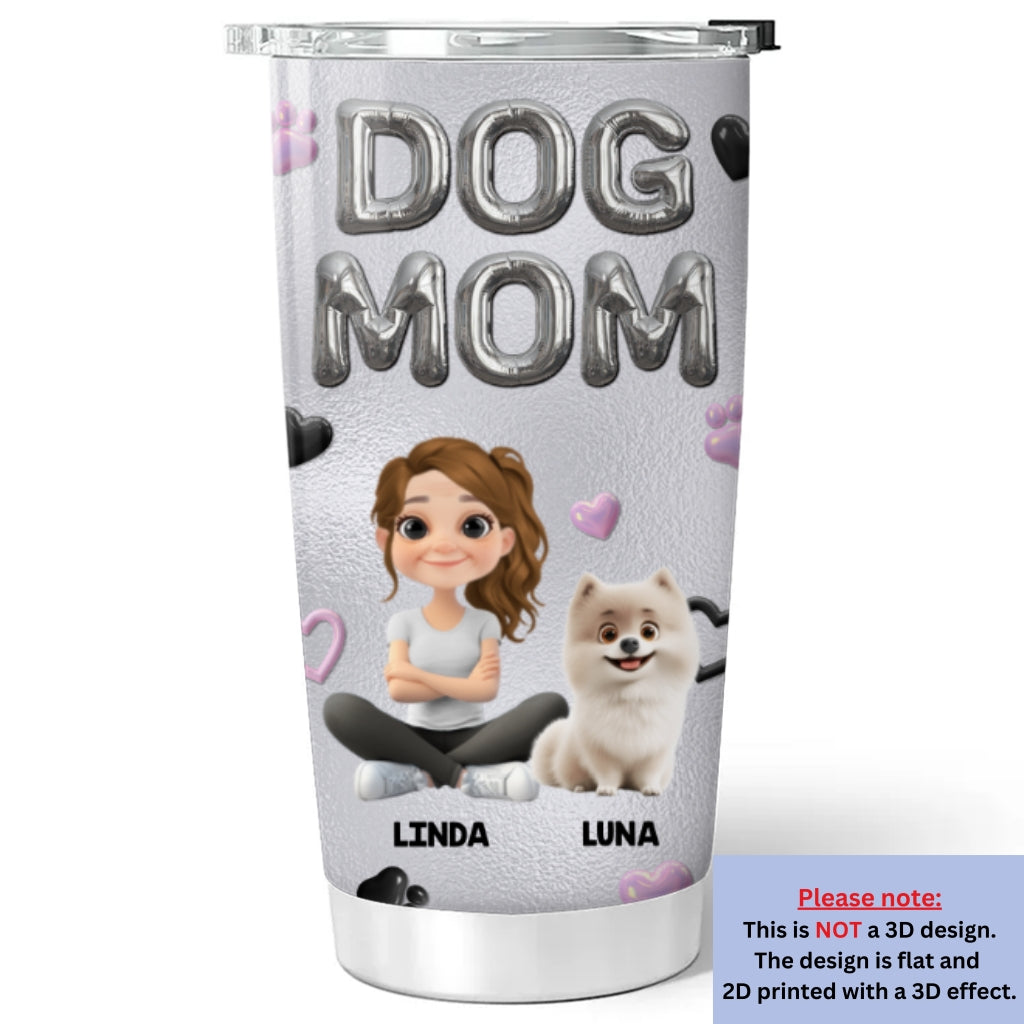 Custom Christmas Birthday Gifts For Dog Mom, Dog Lovers • Bubble Dog Mom - Personalized 3D Effect Tumbler