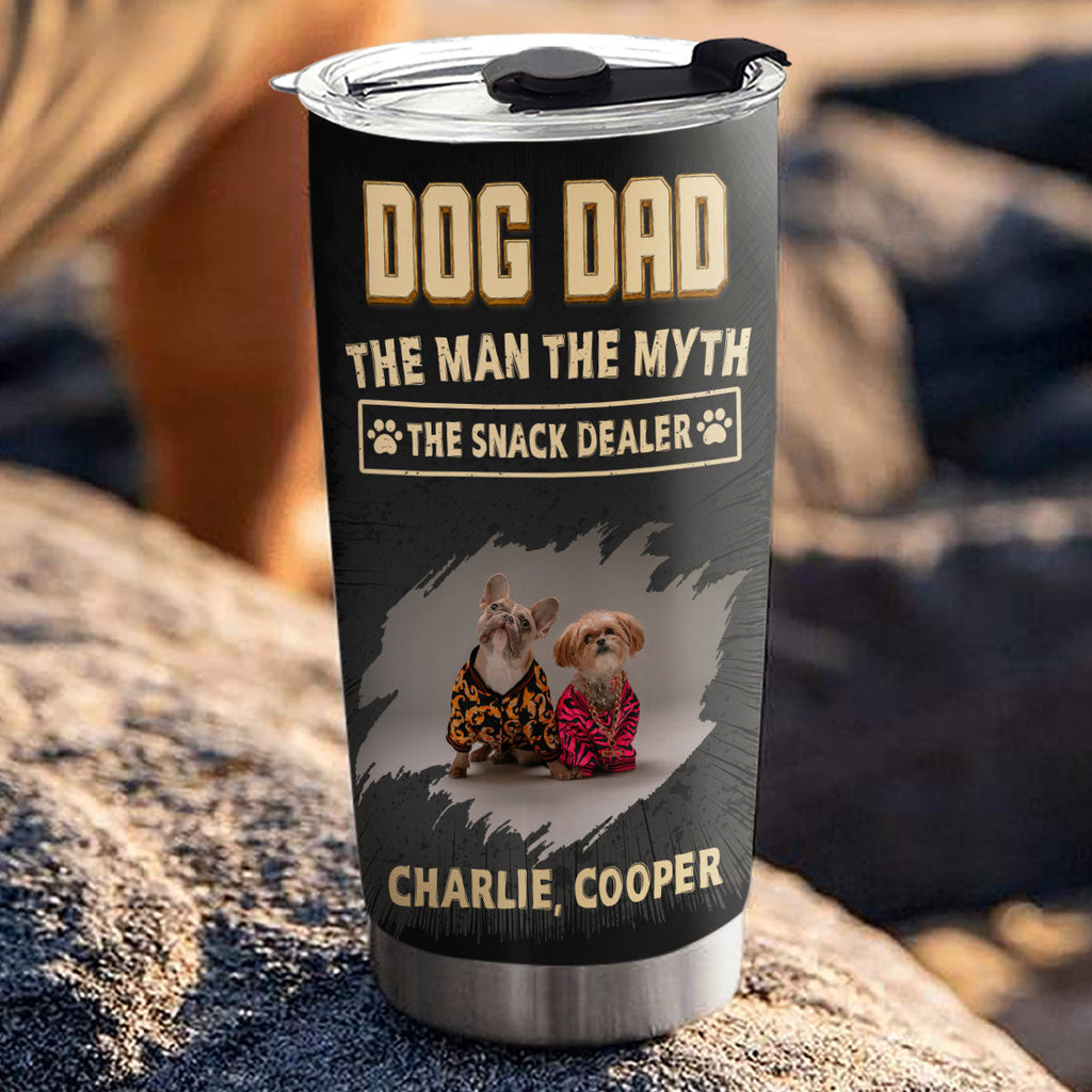 Custom Photo Father's day Birthday Gifts For Dog Dad, Dog Lovers • The Snack Dealer Dog Dad Photo - Personalized Tumbler