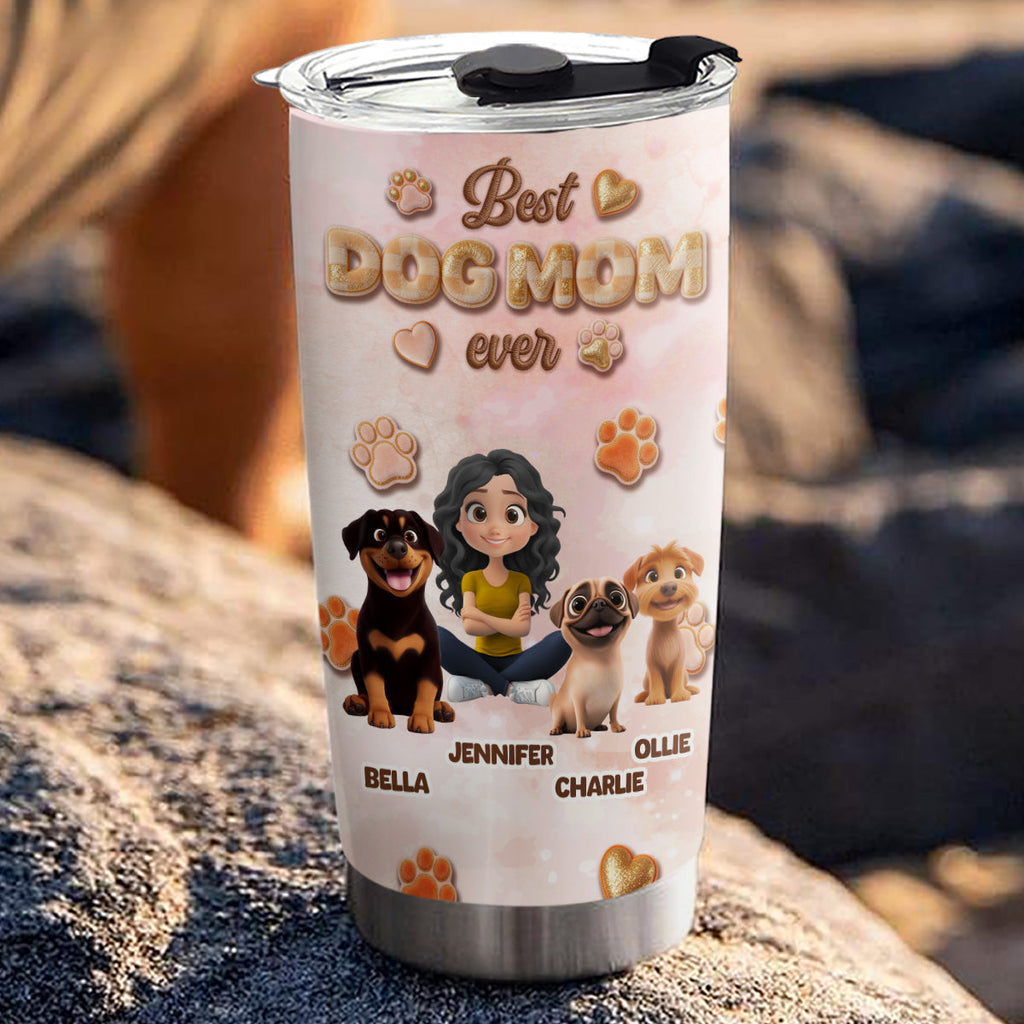 Custom Mother's day Birthday Gifts For Dog Mom, Dog Lovers • Best Stuffy Dog Mom Ever - Personalized 3D Effect Tumbler