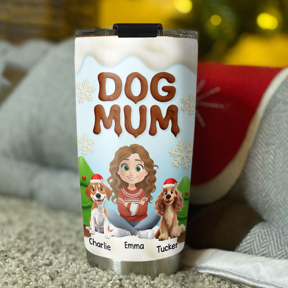 Custom Christmas Birthday Gifts For Dog Lovers • Dog Mom Dad Christmas Color - Personalized 3D Effect Tumbler