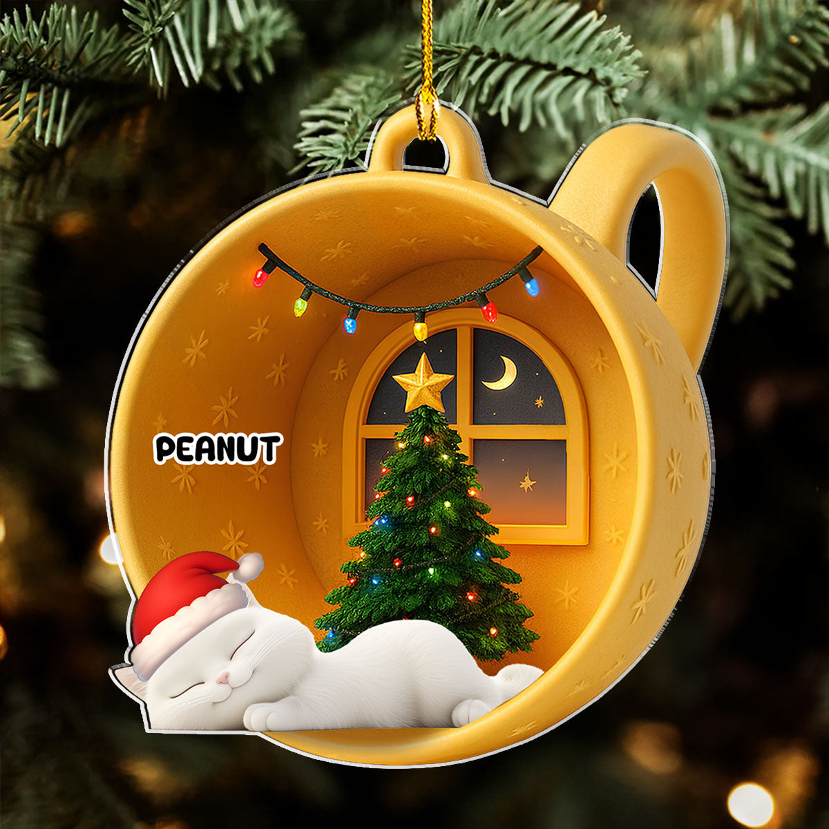 Custom Christmas Decor Home Birthday Gifts For Cat Lovers • Sleeping Cat Cupcake - Personalized Acrylic Ornament