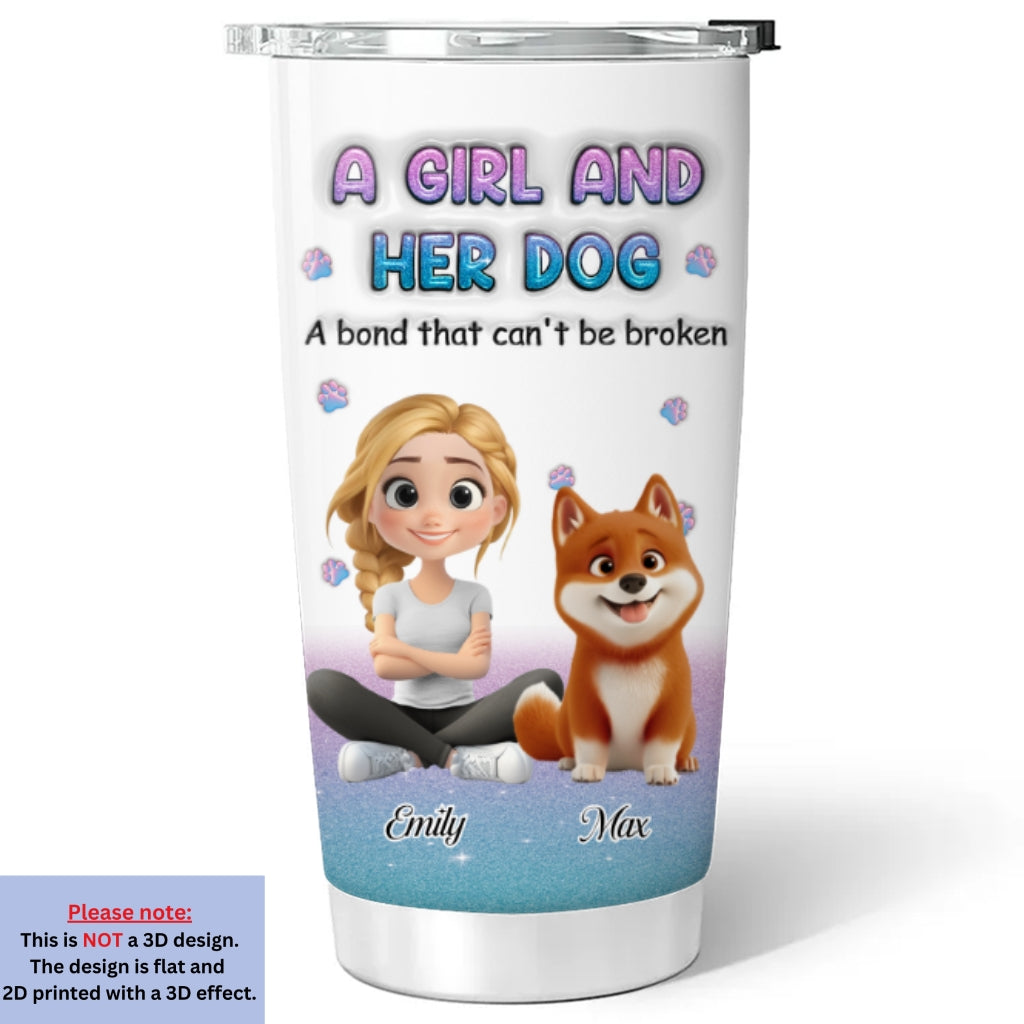 Custom Christmas Birthday Gifts For Dog Mom, Dog Lovers • Blue Glitter - Personalized 3D Inflated Tumbler