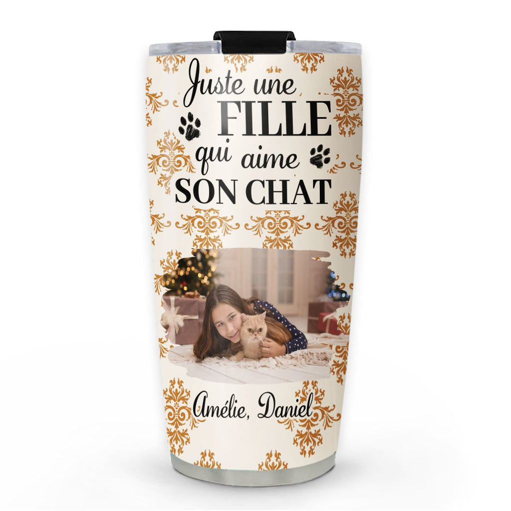 Custom Photo Christmas Birthday Gifts For Pet Mom, Pet Lovers • Gobelet Personnalisé - Chat Citrouille d’Automne Photo