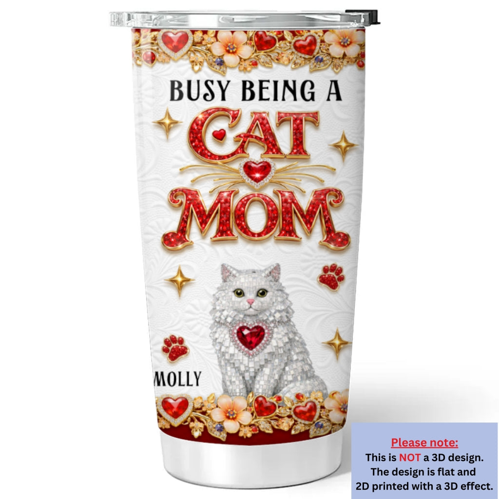 Custom Christmas Birthday Gifts For Cat Mom, Cat Lovers • Here To Be Your Baby - Personalized 3D Effect Tumbler
