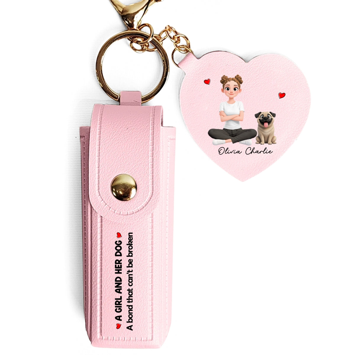 The Mother - Personalized Leather Lipstick Case Keychain With Mirror