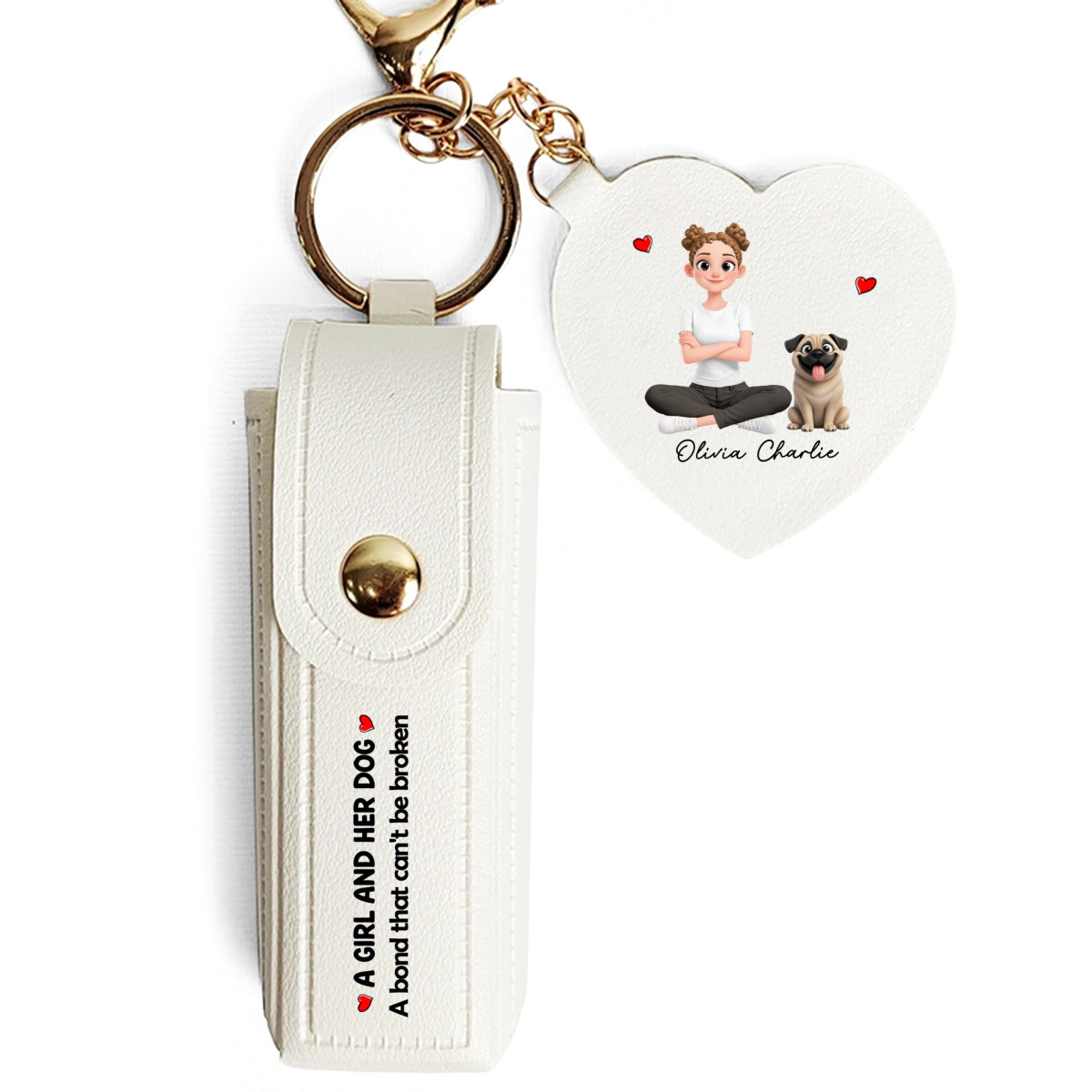 The Mother - Personalized Leather Lipstick Case Keychain With Mirror