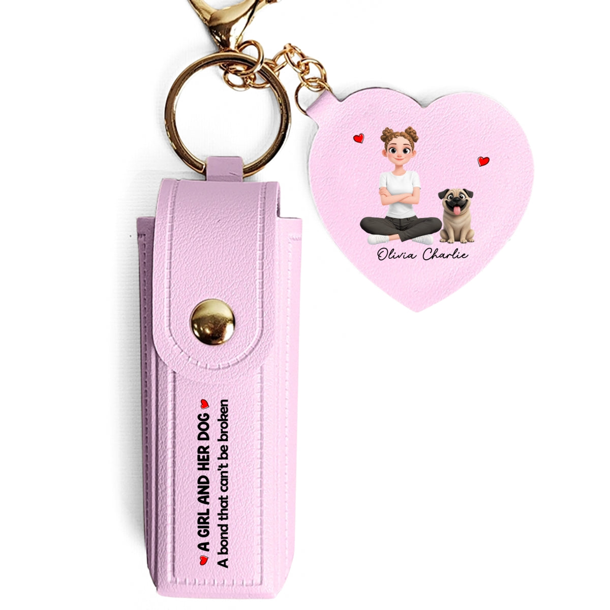 The Mother - Personalized Leather Lipstick Case Keychain With Mirror