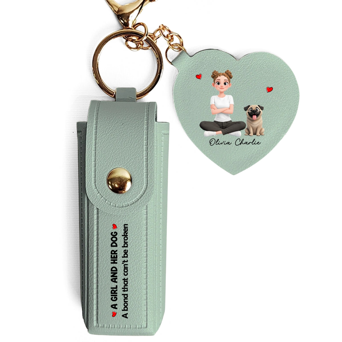 The Mother - Personalized Leather Lipstick Case Keychain With Mirror