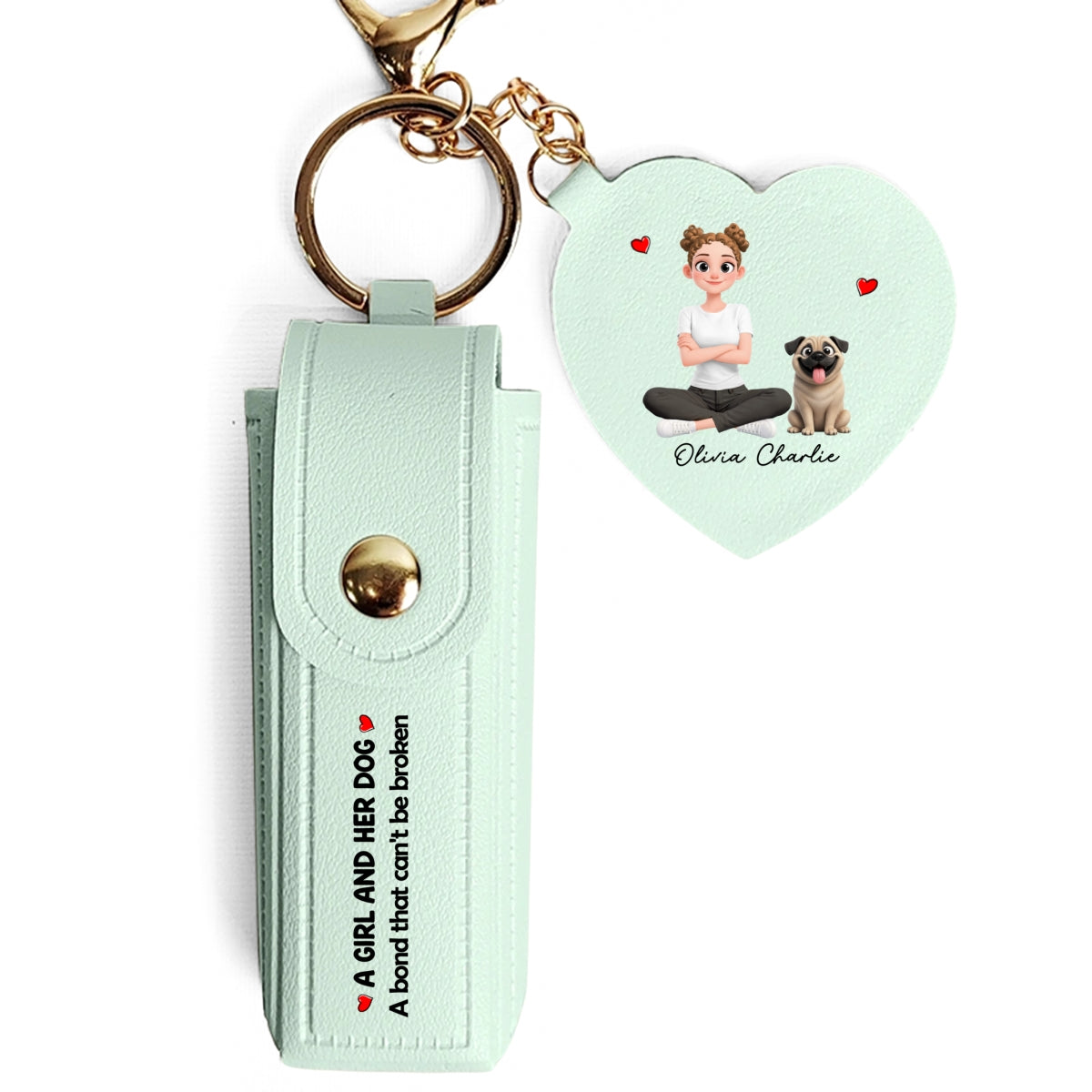 The Mother - Personalized Leather Lipstick Case Keychain With Mirror