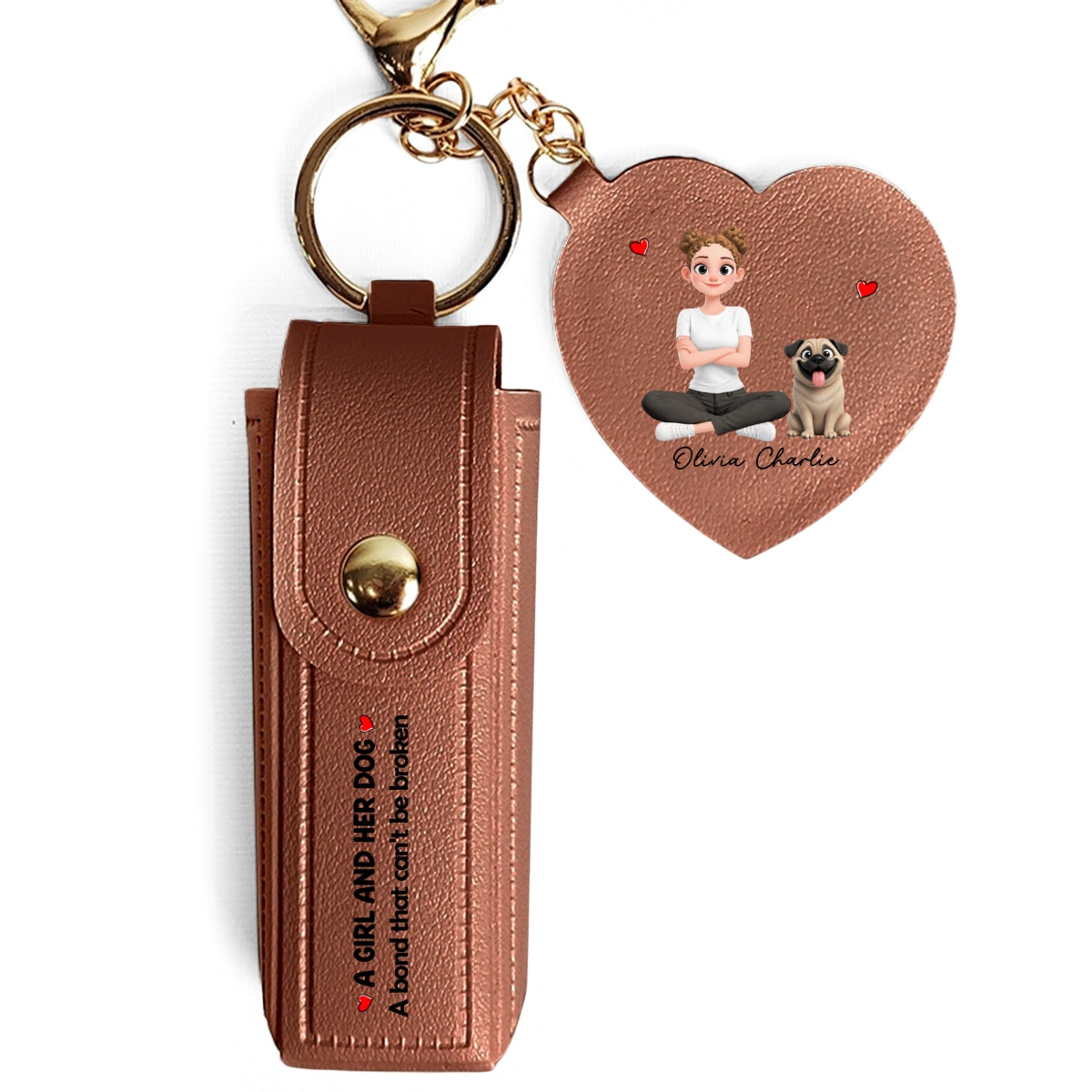 The Mother - Personalized Leather Lipstick Case Keychain With Mirror