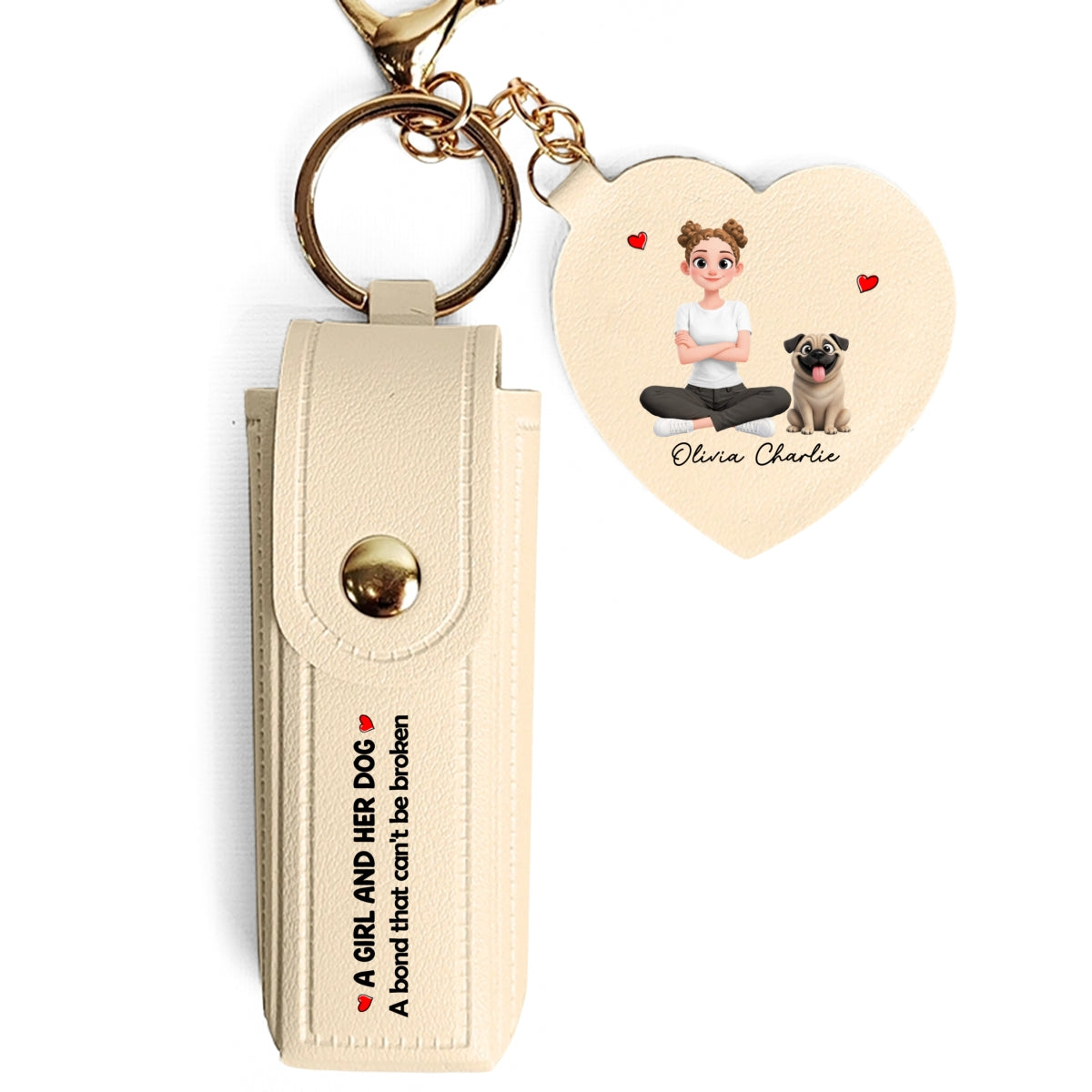 The Mother - Personalized Leather Lipstick Case Keychain With Mirror